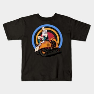 woman and vespa poses Kids T-Shirt